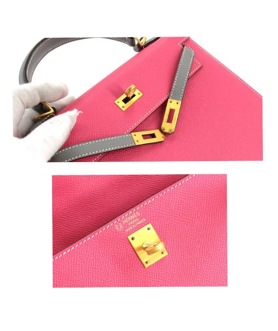 Hermes (Stamp C) Size 25 Epson leather Kelly in Rose Azareth Color with Gold Hardware