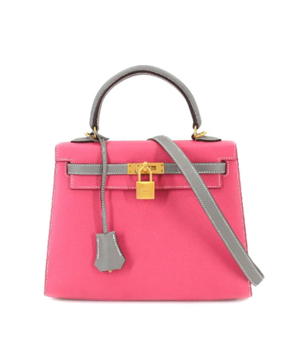 Hermes (Stamp C) Size 25 Epson leather Kelly in Rose Azareth Color with Gold Hardware