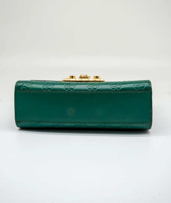 Gucci Green Guccissima Leather Small Padlock Shoulder Bag
