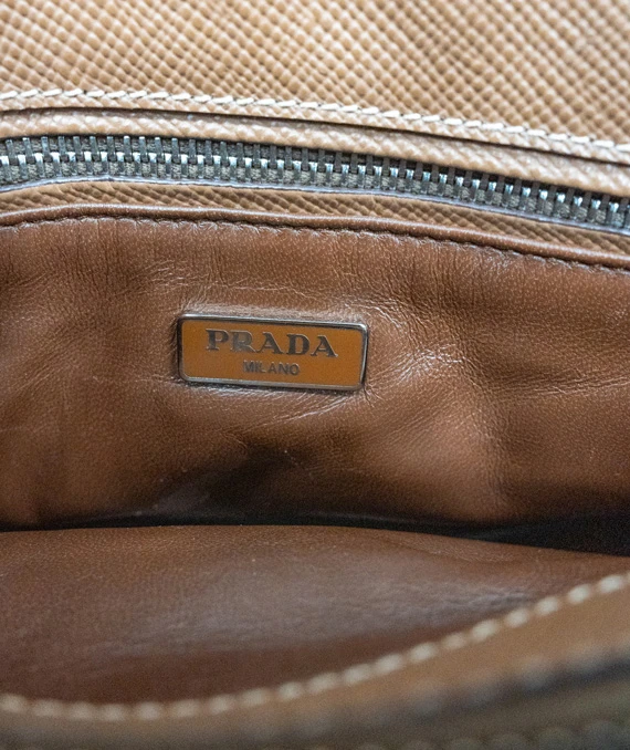 Prada Saffiano Leather Caramel Crossbody Bag
