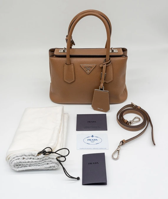 Prada Saffiano Leather Caramel Crossbody Bag