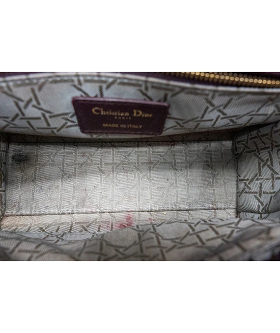 Christian Dior Burgundy Color Small Lady Dior Lambskin Leather Satchel Bag