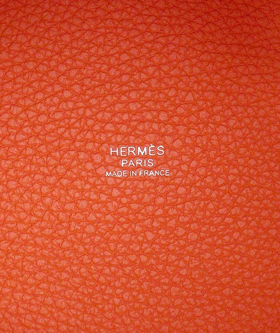 HERMES 2022 Picotan Lock 18 PM Clemence Leather Hand Bag in Feu Orange with Palladium Hardware