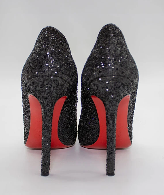 Christian Louboutin Size 37 Black Glitter Fifi Pumps