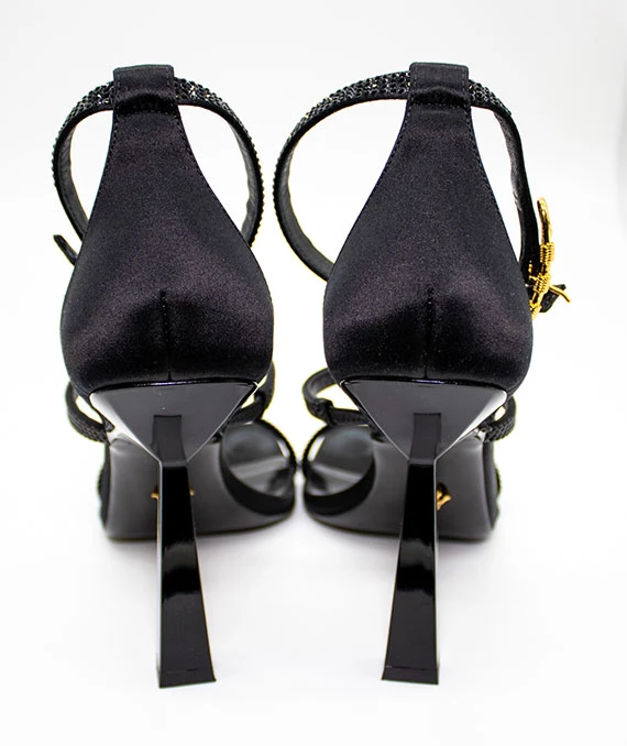 Versace Crystal Safety Pin sandals in size 37
